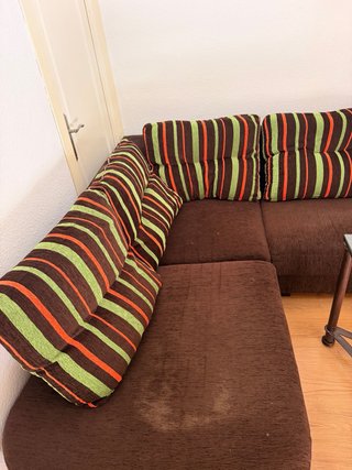 Sofá Chaiselongue Marrón y Verde
