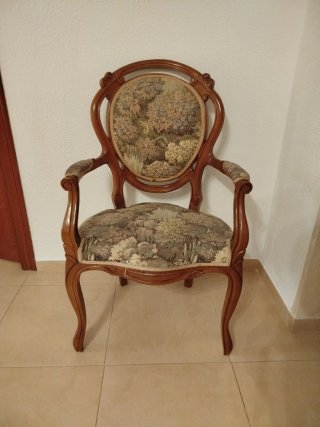 Pareja de butacas Luis Felipe Madera Maciza Tapiz