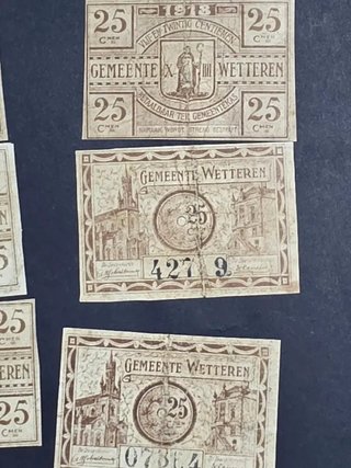 Lote 10 Billetes de emergencia Bélgica.