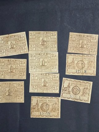 Lote 10 Billetes de emergencia Bélgica.