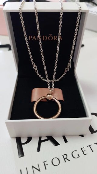 Collar Pandora.Cadena Plata y colgante "O" Oro R