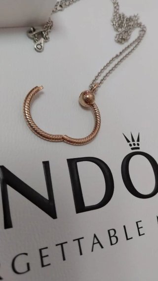 Collar Pandora.Cadena Plata y colgante "O" Oro R