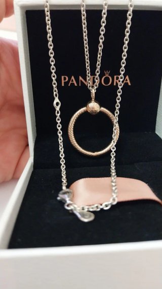 Collar Pandora.Cadena Plata y colgante "O" Oro R