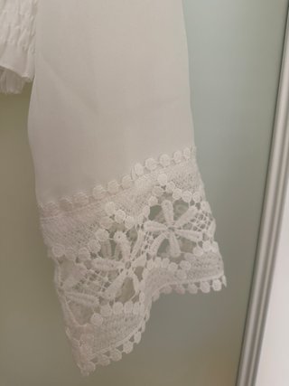 Blusa gasa blanca encaje talla única