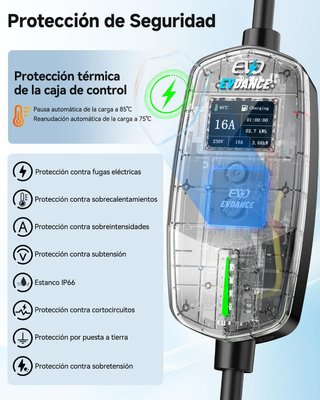 Cargador Coche Electrico 3,68kW 6-16A 6,1m EVDANCE