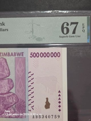 500 milioni di dollari Zimbabwe 2008 PMG 67