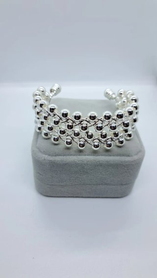 Pulsera Bolas Plata Ley 925 Ajustable