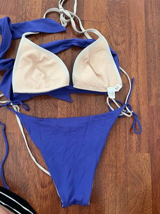 Costume da bagno blu e beige taglia M