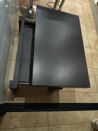Mesa centro elevable madera negra y beige