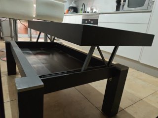 Mesa centro elevable madera negra y beige