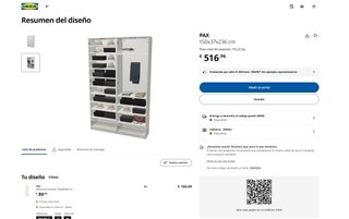 Armario Zapatero IKEA PAX 150x37x236 cm Blanco