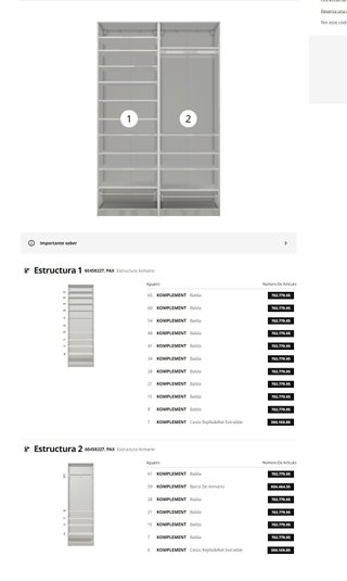 Armario Zapatero IKEA PAX 150x37x236 cm Blanco