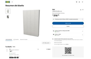 Armario Zapatero IKEA PAX 150x37x236 cm Blanco