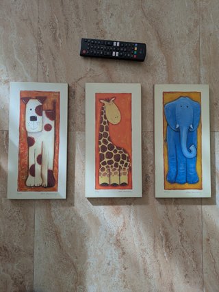 3 Cuadros Infantiles Animales 29x15 cm