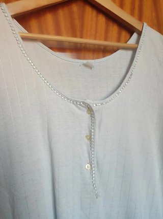 Camisón Midi Azul Algodón L Nightgown