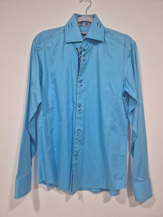 Camisa de vestir azul hombre