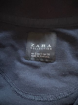 Polo Zara Talla S Azul Marino con Detalles