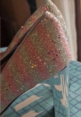 Scarpe donna eleganti glitter rosa e argento