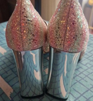 Scarpe donna eleganti glitter rosa e argento