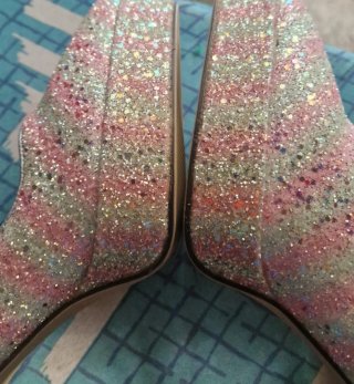 Scarpe donna eleganti glitter rosa e argento