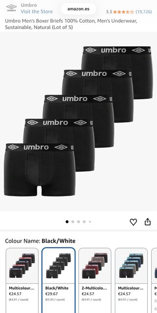 Pack 5 Boxer Umbro Hombre Algodón