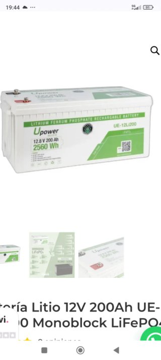 Batería Litio UPower 12V 200Ah LiFePO4
