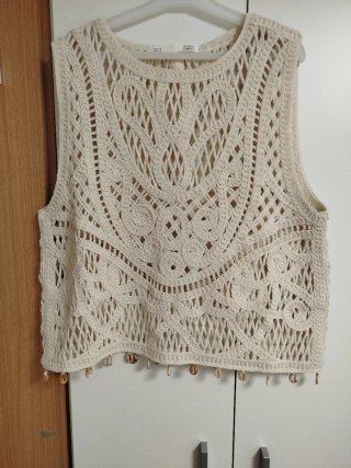 Top crochet beige talla M