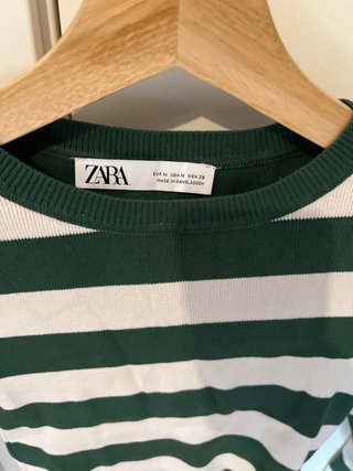 Blusa Zara Rayas Verde y Blanco Talla M