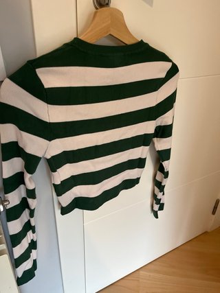 Blusa Zara Rayas Verde y Blanco Talla M
