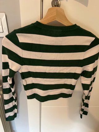 Blusa Zara Rayas Verde y Blanco Talla M