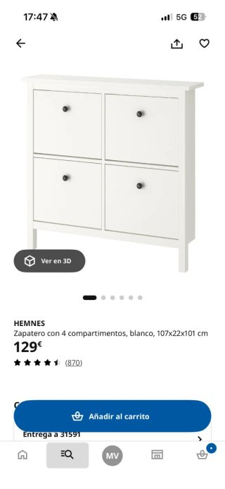 Zapatero blanco 4 compartimentos