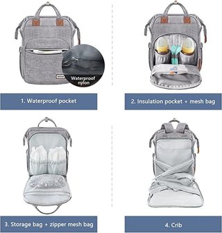 Mochila Pañales Bebé Gris NUEVA