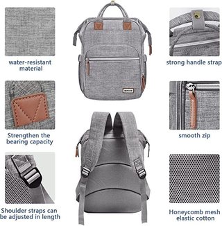 Mochila Pañales Bebé Gris NUEVA