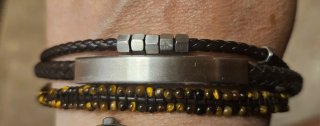 Pulsera Cuero y Ojo de Tigre