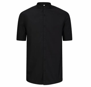 Camisa Negra Manga Corta Cuello Mao Talla M