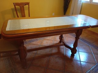 Mesa extensible madera + 6 sillas