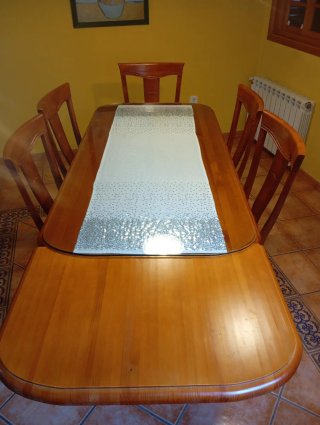 Mesa extensible madera + 6 sillas