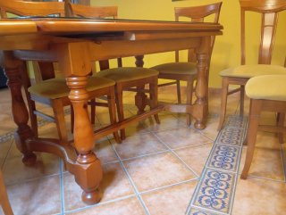 Mesa extensible madera + 6 sillas