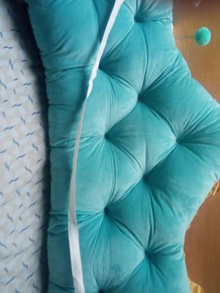 Cabecero de cama terciopelo azul y amarillo 1,50