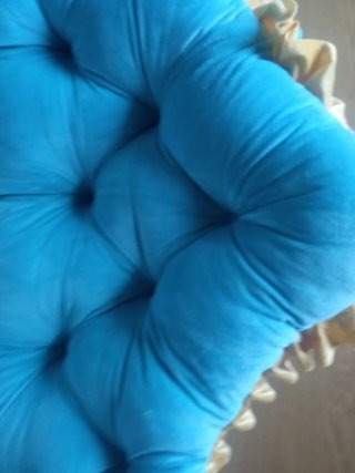 Cabecero de cama terciopelo azul y amarillo 1,50