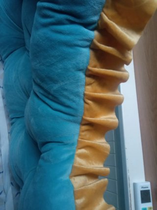 Cabecero de cama terciopelo azul y amarillo 1,50