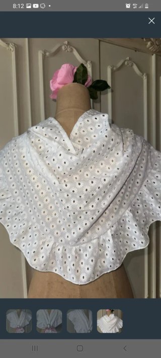 Mantoncillo Flamenca Blanco tela perforada