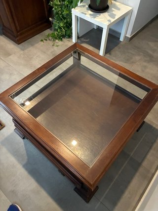 Mesa centro madera y cristal