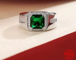 Anillo Plata 925 con Zafiro Azul y Circonitas