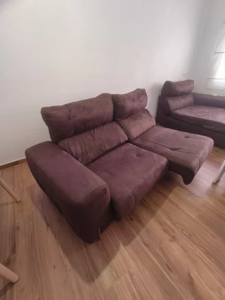 Sofá Chaiselongue Marrón Tela
