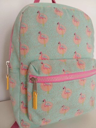 Mochila pequeña flamencos rosa y turquesa