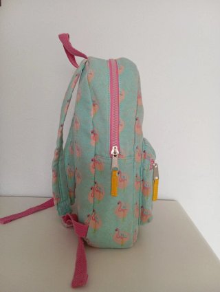 Mochila pequeña flamencos rosa y turquesa