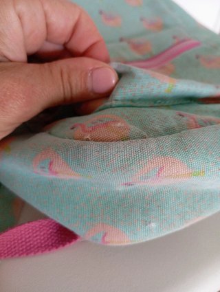 Mochila pequeña flamencos rosa y turquesa