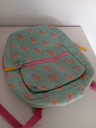 Mochila pequeña flamencos rosa y turquesa