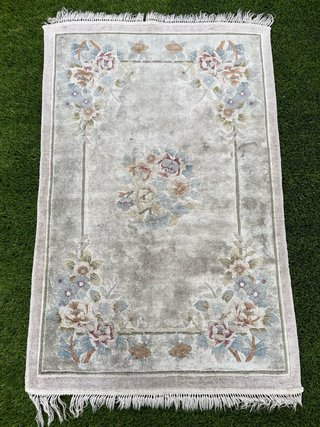Tappeto Cinese Seta e Lana Beige Multicolore